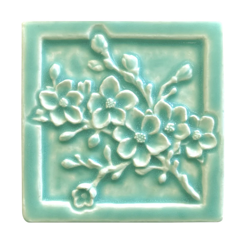 Cherry Blossom Art Tile | Botanical Porcelain for Kitchen & Bath